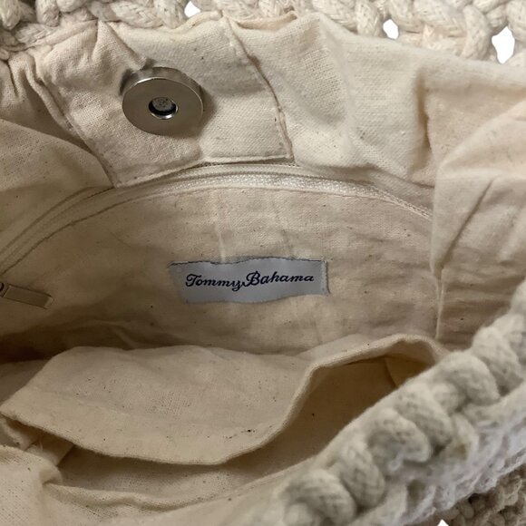 Tommy Bahama Boho Beige Macrame Crossbody Bag Braided Strap Magnetic Close - Picture 4 of 6